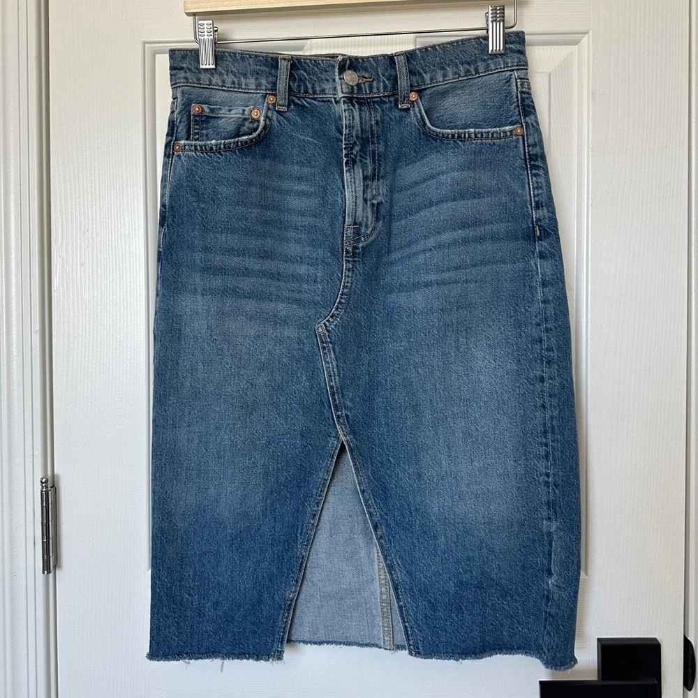 FREE PEOPLE Women’s Denim Cotton Skirt Front Slit - Size 6